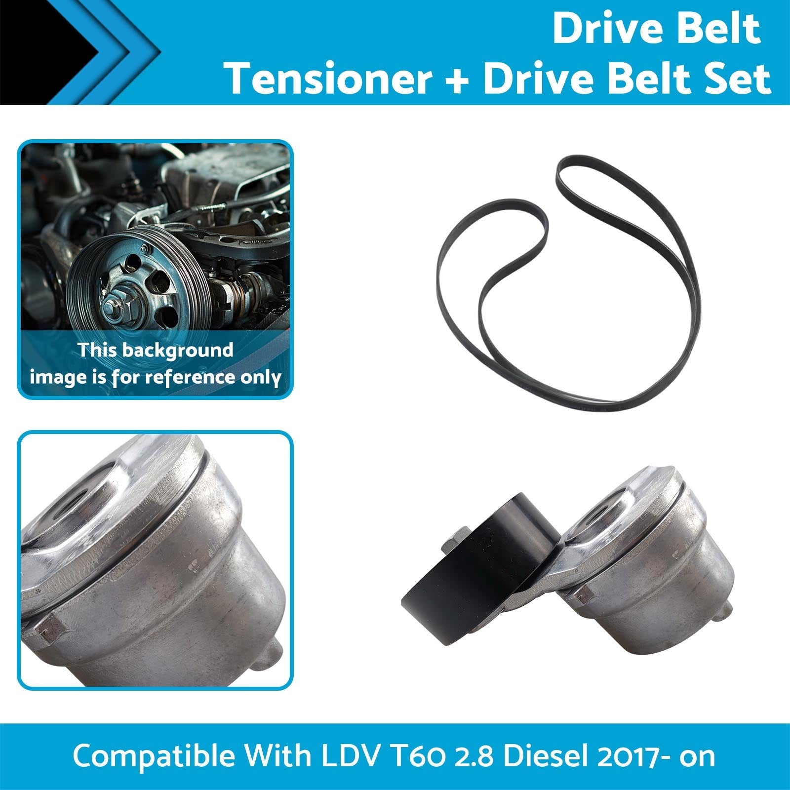 Drive Belt Tensioner + Drive Belt Set Suitable For LDV T60 2.8 Diesel 2017- on-1