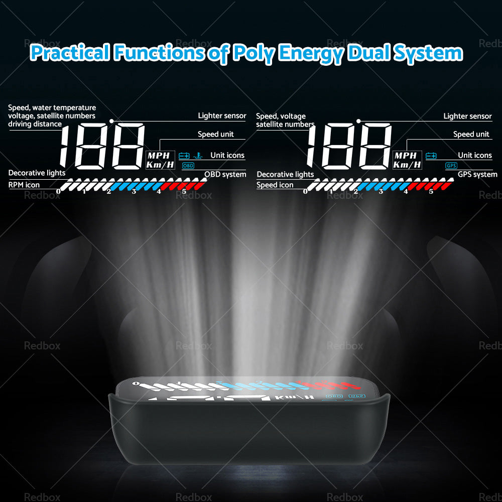 Head Up Display Car Universal OBD GPS Dual System 3. 5inch HUD Speed Alarm Voltage-2