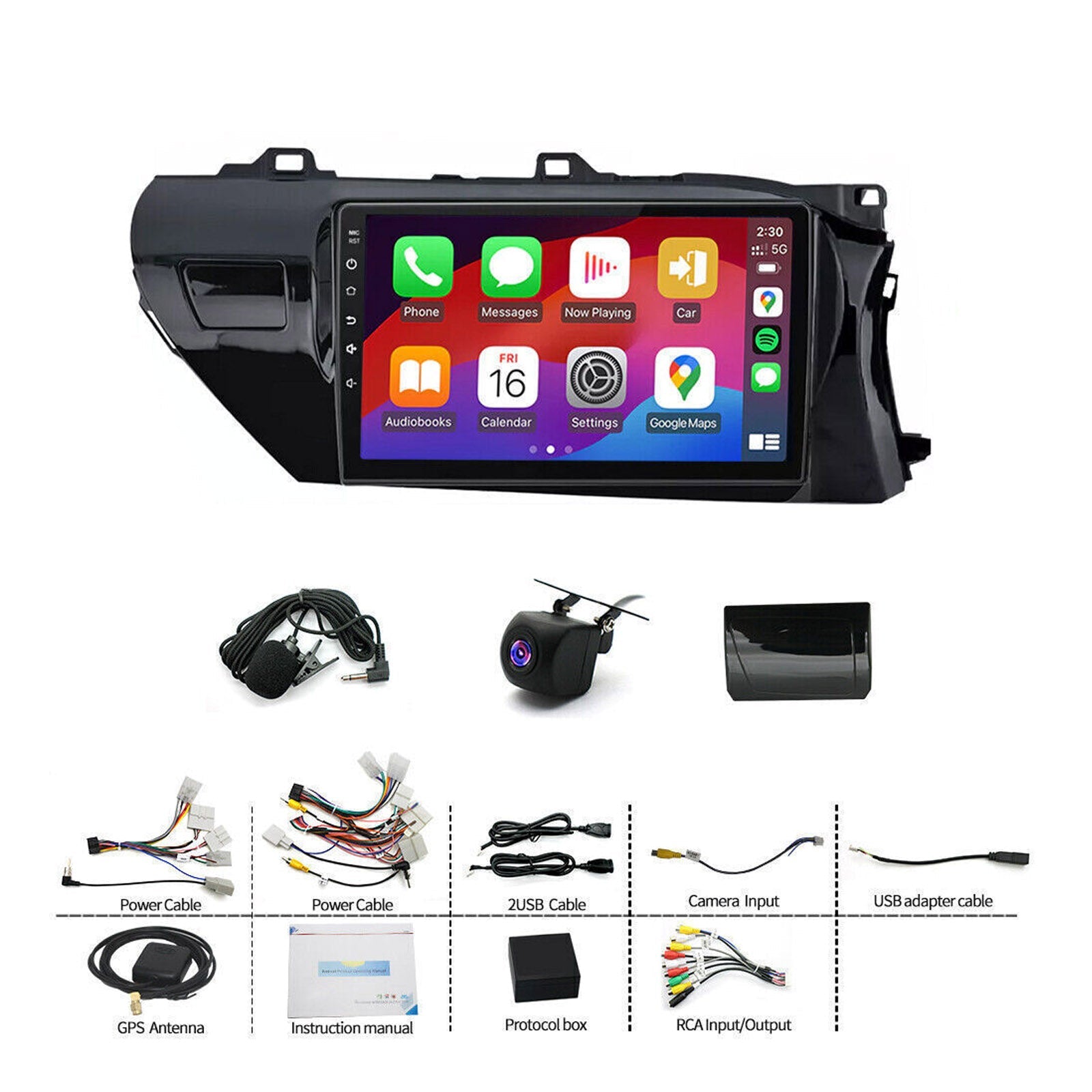 Carplay Android Auto Camera Navi Head Unit Suitable for Toyota Hilux 2015-2022 With Apple Carplay Android Auto-0