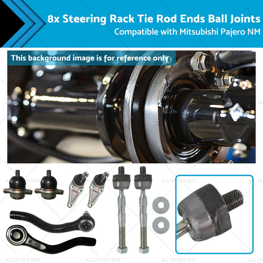8x Steering Rack Tie Rod Ends Ball Joints Suitable for  Mitsubishi Pajero NM-0
