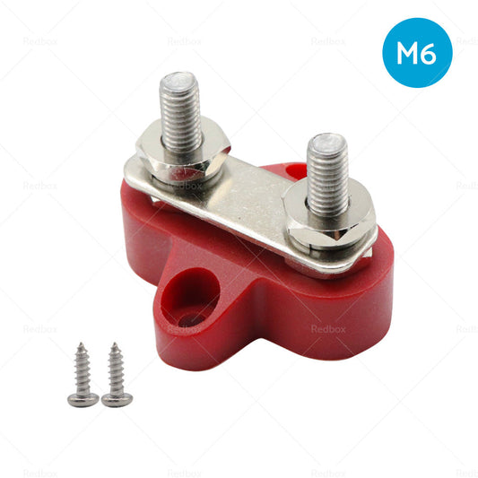M6 Bus Bar Terminal Block Heavy Duty Red Dual Power Distribution Stud-1