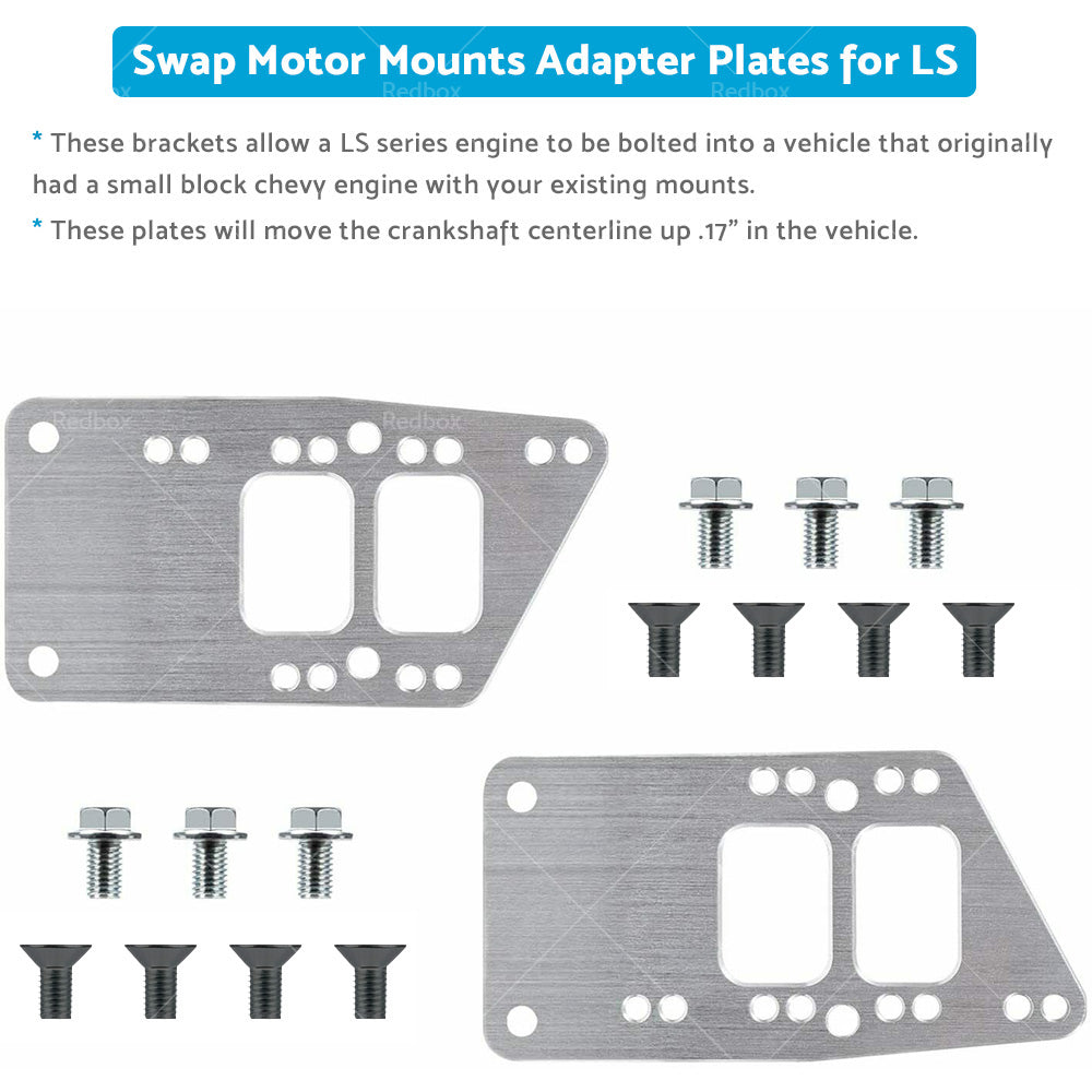 GM LS Engine Conversion Swap Bracket Motor Mount Adapter Plates for Chevy SBC-4