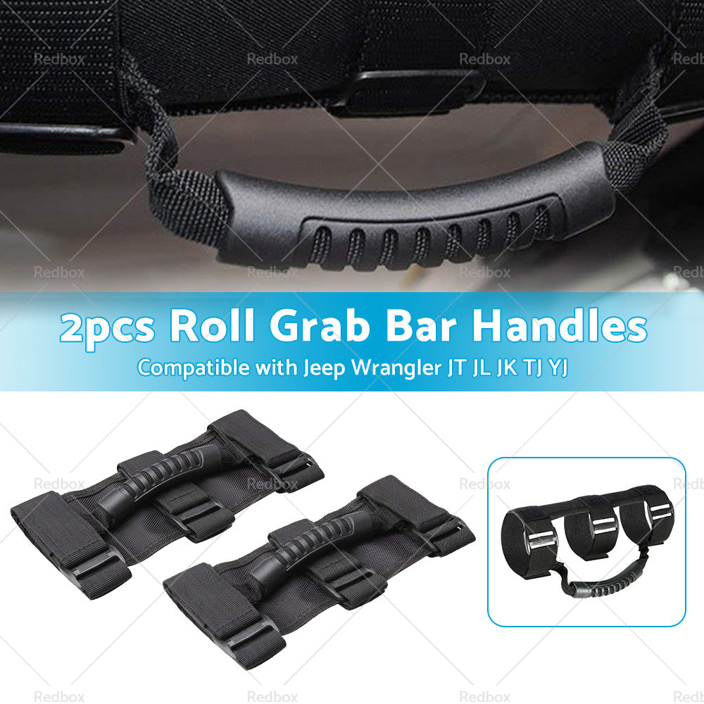 2PCS Off Road Roll Grab Bar Handles Suitable for Jeep Wrangler JT JL JK TJ Black-1