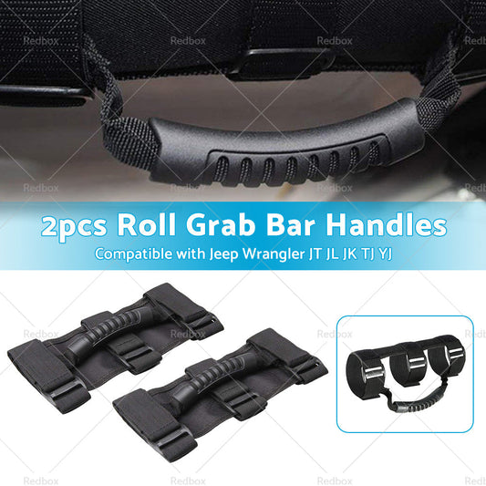 2PCS Off Road Roll Grab Bar Handles Suitable for Jeep Wrangler JT JL JK TJ Black-1