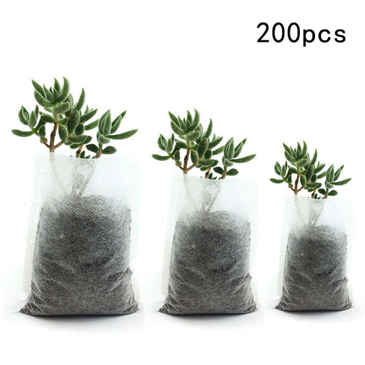 Non-Woven 200PCS Biodegradable Bags Plant Grow Pot Nursery Seedling Garden-1