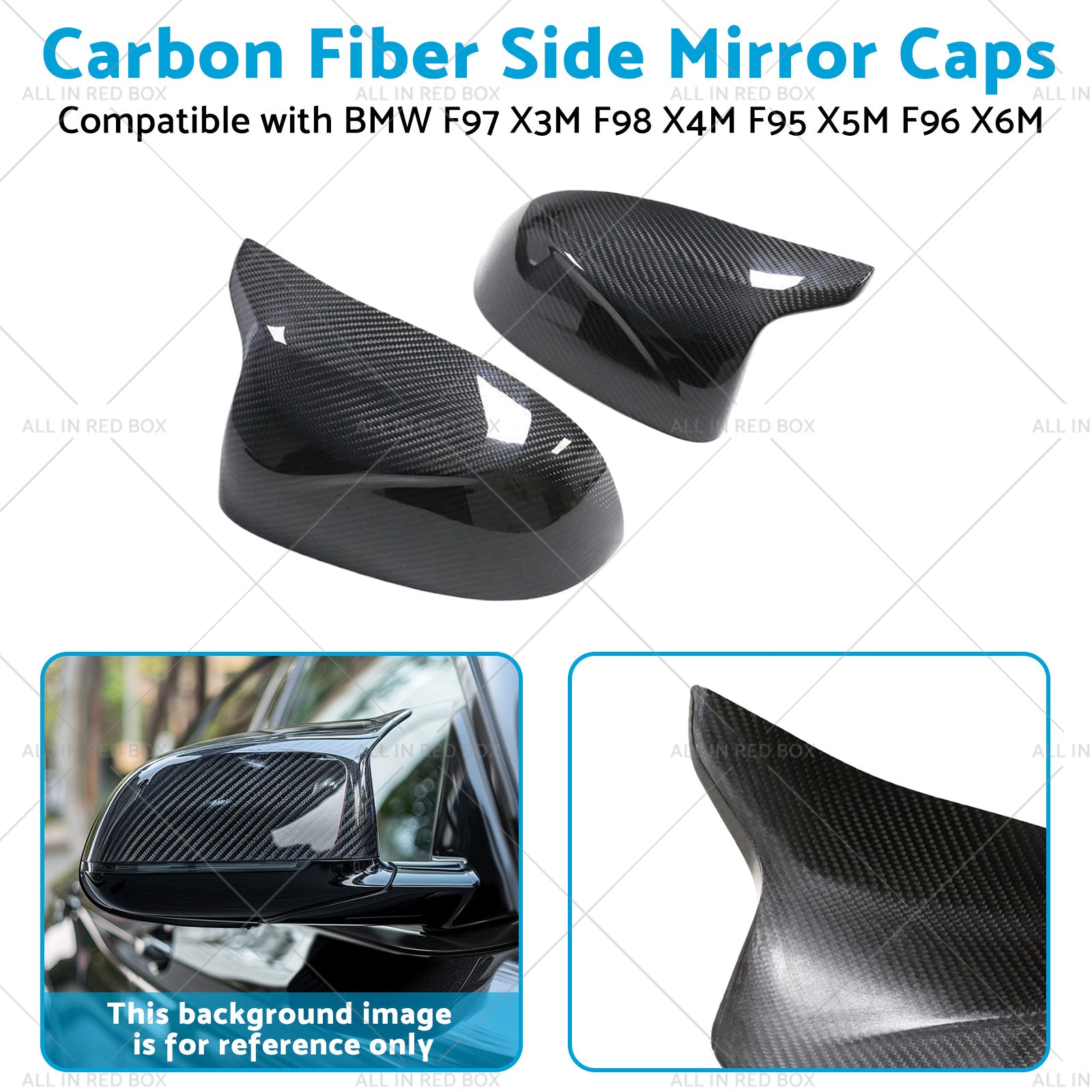 Carbon Fiber Side Mirror Caps Suitable for BMW X5M F96 X6M F97 X3M F98 X4M F95-3