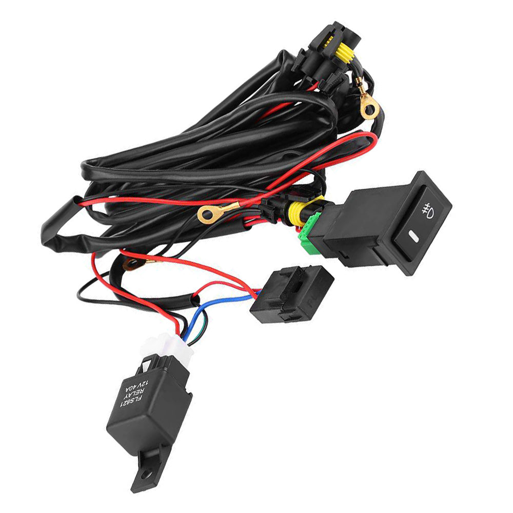 Harness Kit 12V Car LED Fog Light On Off Switch Wiring Harness Fuse Relay Kit-4