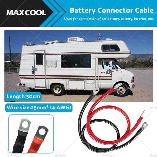 50cm 12V Battery joiner Connector Lead DC Wire 100 Amp Cable  and  lugs Red  and  Black-0