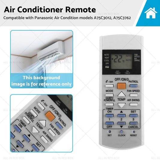 A or C Air Conditioner Remote Replacement Suitable for Panasonic A75C3012, A75C3762-0