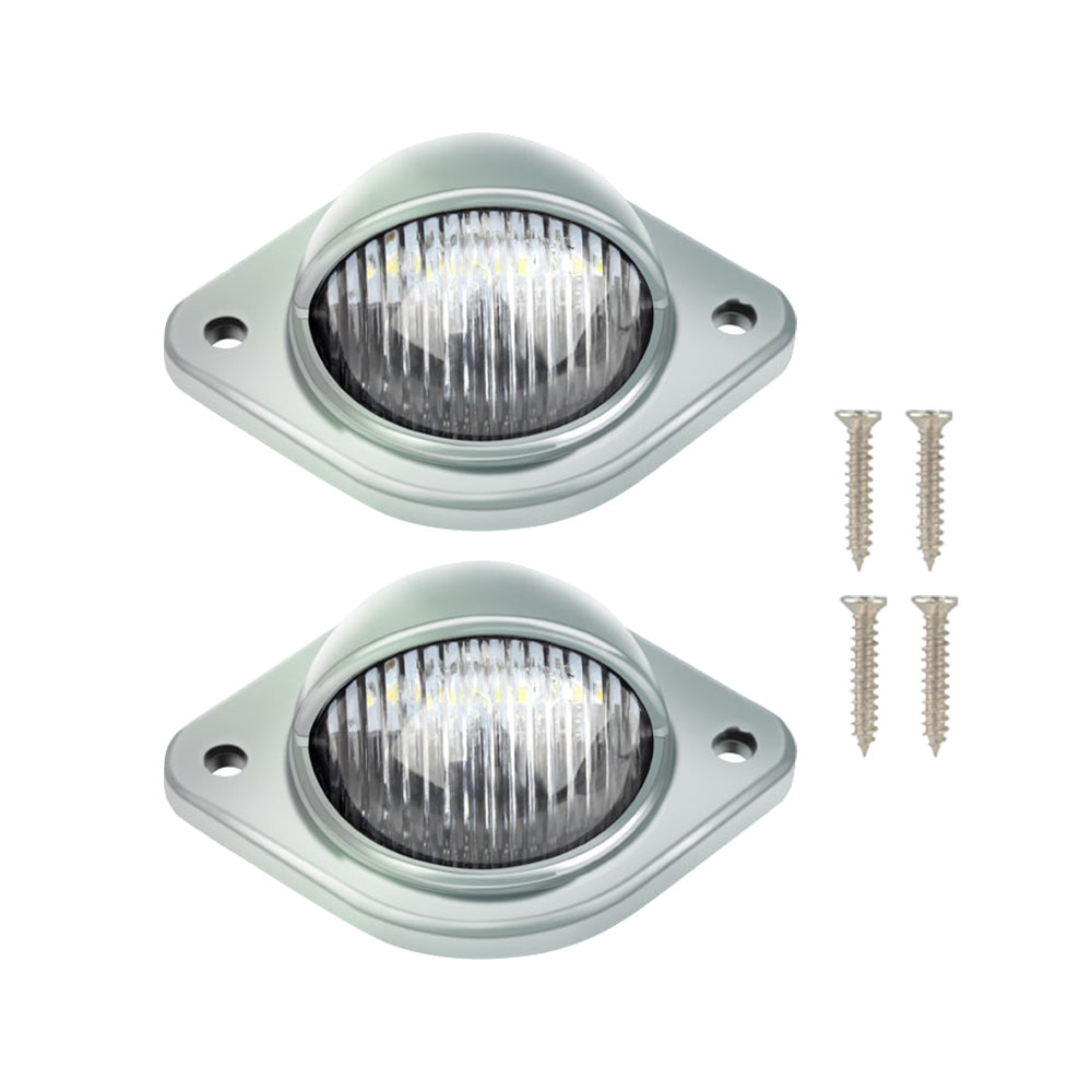 2x Car LED Number Plate Lights 12V Chrome For Trailer Truck Caravan Van Boat-2