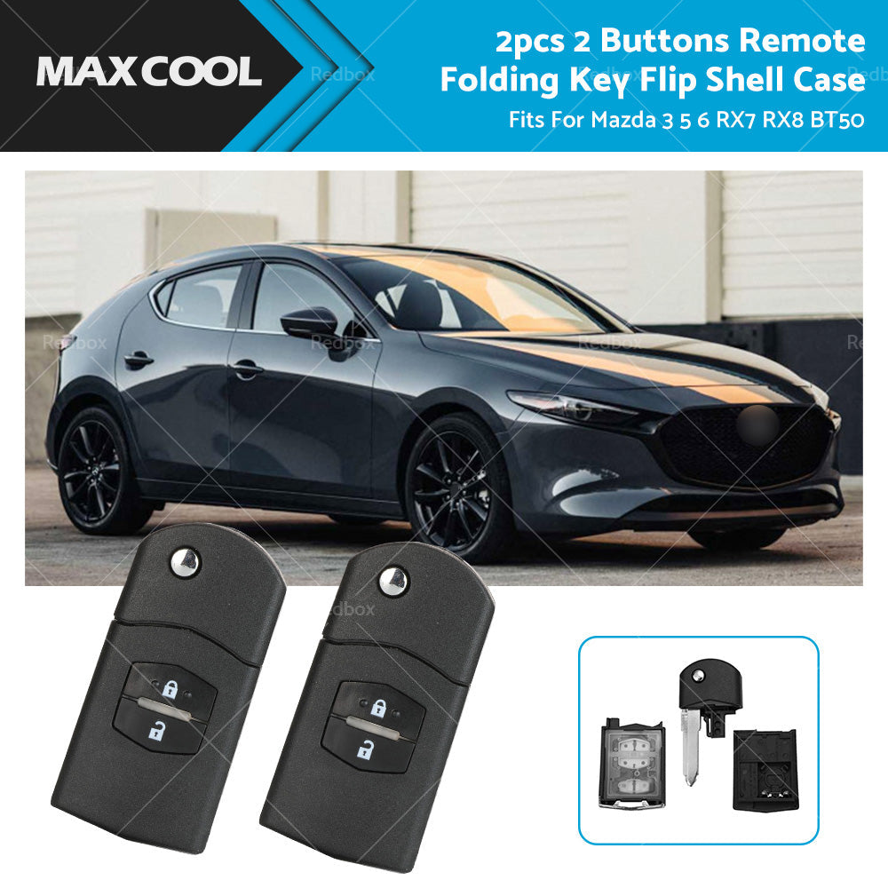 2Pcs x2 Button Remote Flip Key Car Shell Case Cover For Mazda 3 5 6 RX7 RX8 BT50-0