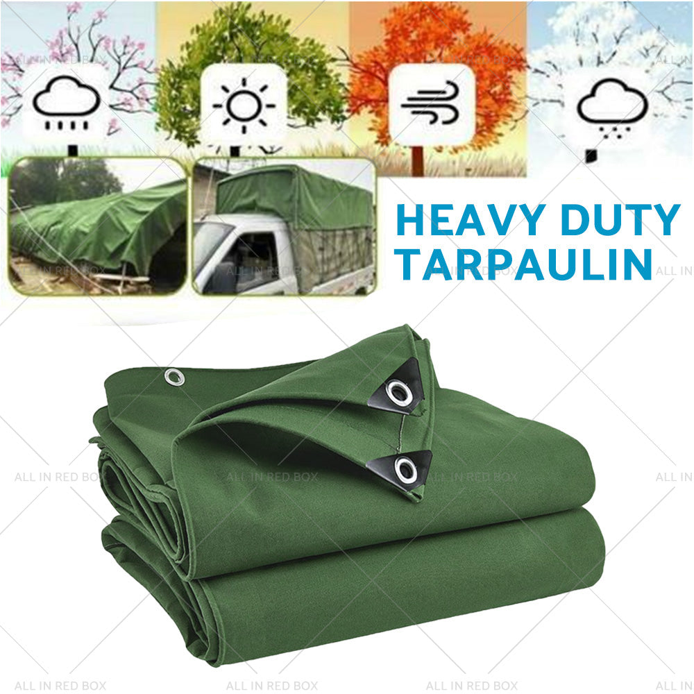 3 Types Army Heavy Duty Canvas Tarp Tarpaulin Sun Blocked Waterproof Dustproof-2