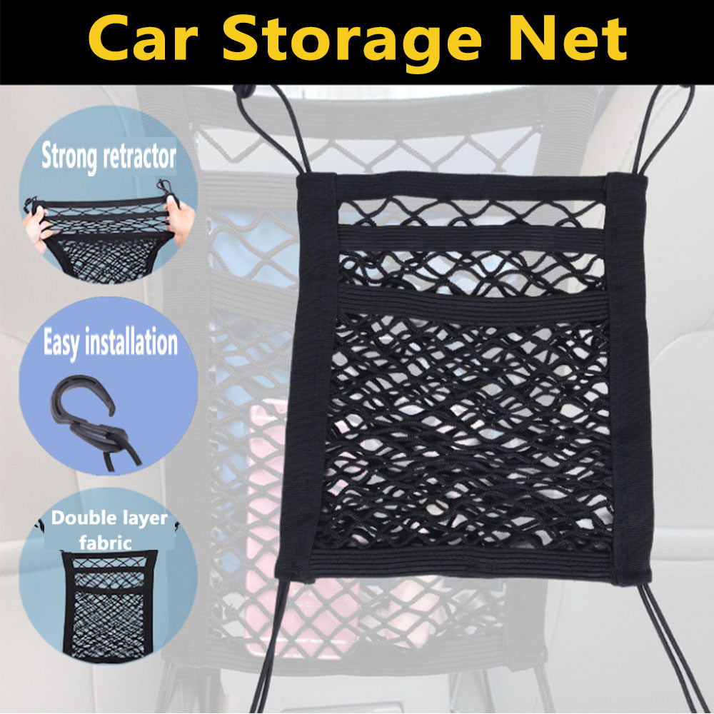 3PCS Car Truck Seat Mesh Tidy Storage Net Bag Organizer Holder Multi-Pocket-4