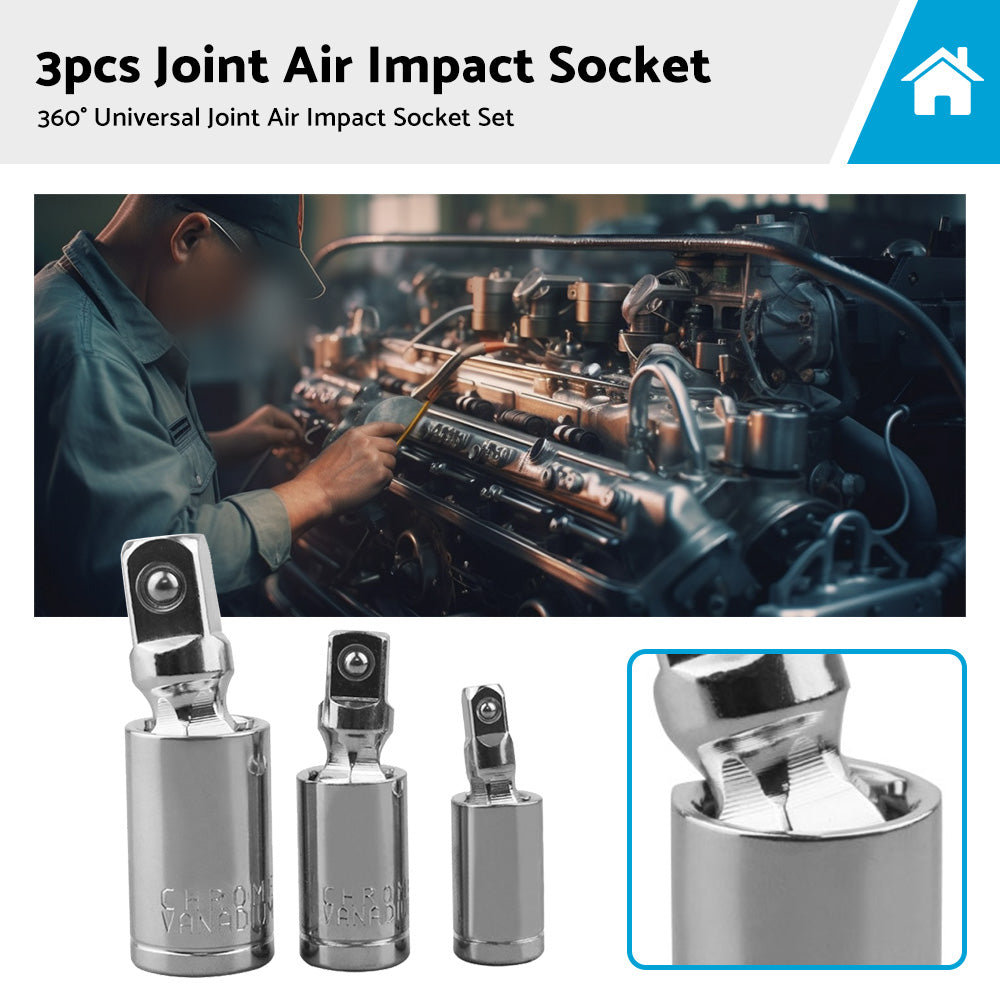 3PCS 360 degree Impact Swivel Universal Joint Air Impact Socket Set 1 4inch 3 8inch 1 2inch-0