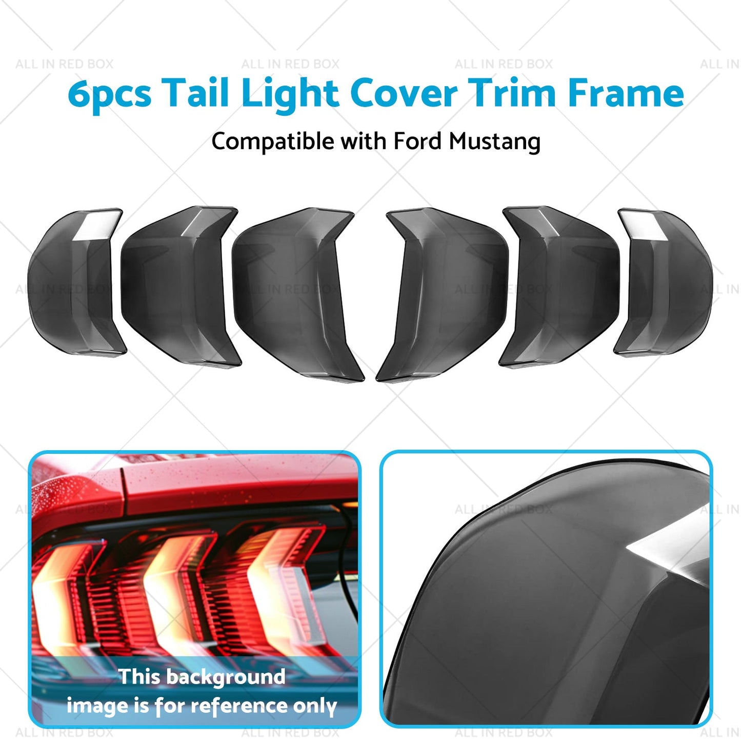 6pcs Car Tail Light Lamp Cover Trim Frame Suitable for Ford Mustang GT 2018-2022-4
