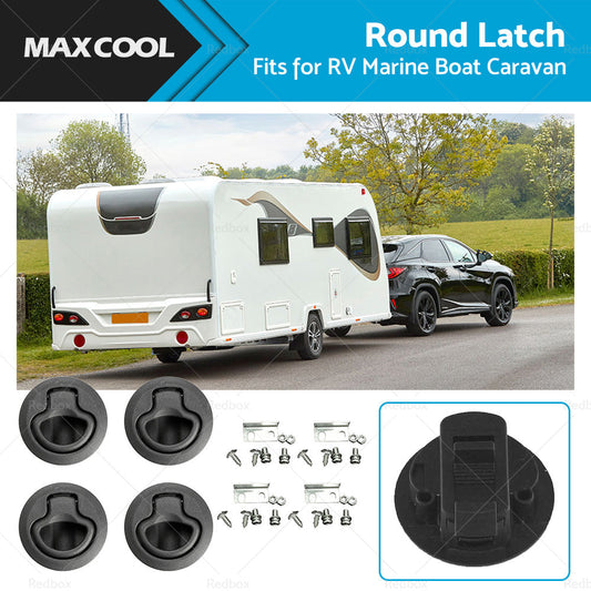 4x Round Flush Pull Slam Hatch Latch Door Lock Deck For RV Marine Boat Caravan-0