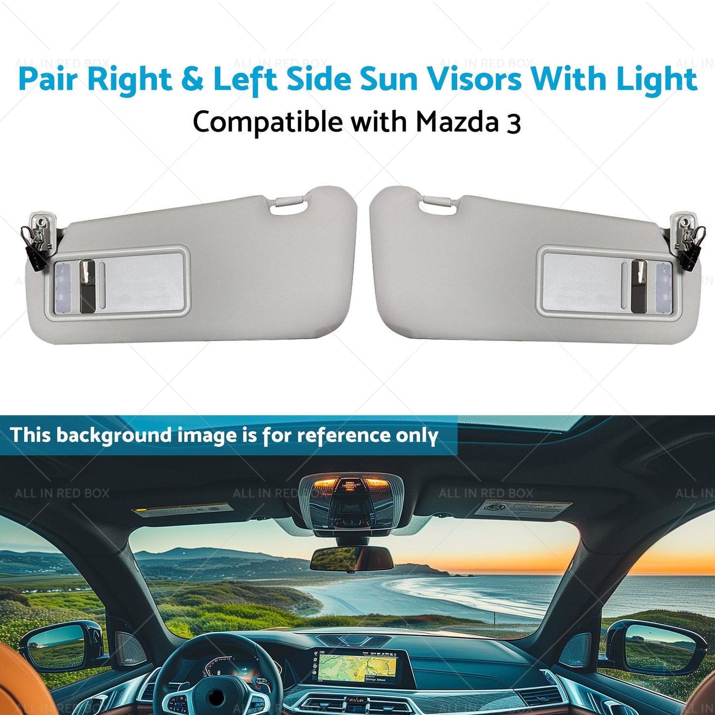 BBM369270C75 2x Right and Left Side Sun Visors With Light Suitable for 10-13 Mazda 3-4