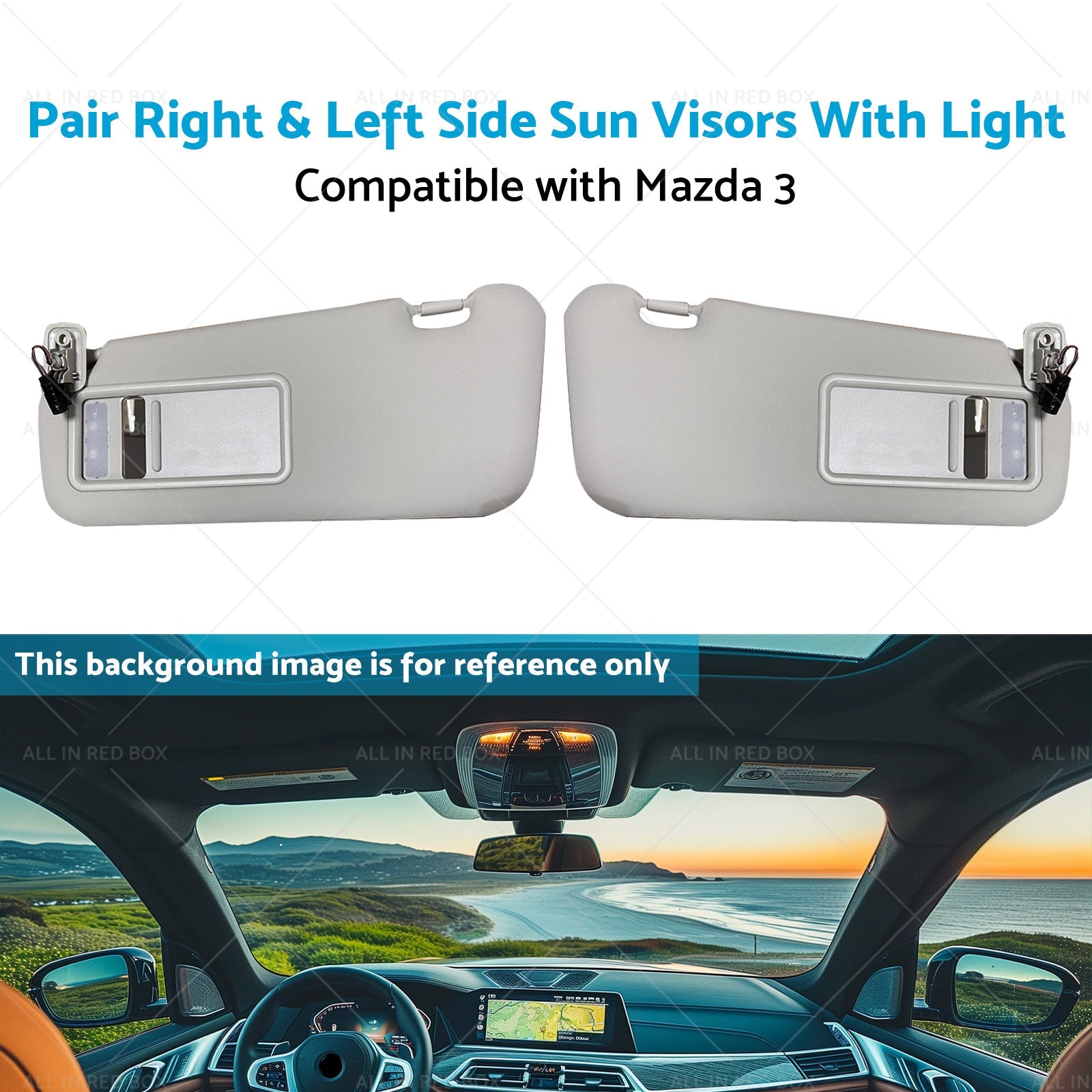 BBM369270C75 2x Right and Left Side Sun Visors With Light Suitable for 10-13 Mazda 3-4