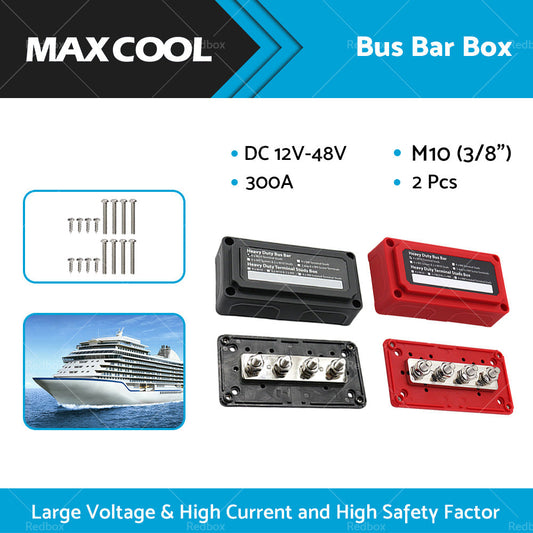 M10 300A DC12V-48V Stud Bus Bar Power Distribution Box Terminal Block Heavy Duty-0