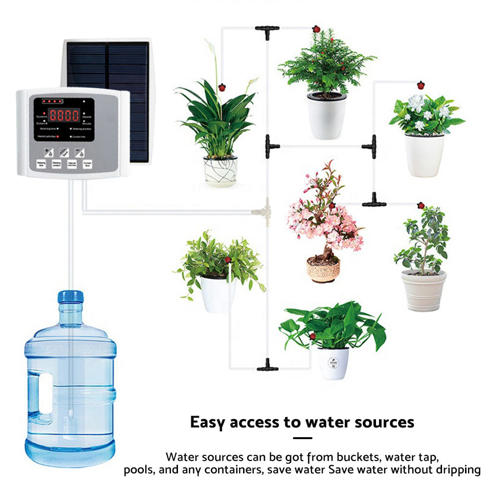 Smart Drip Self-Watering Irrigation Timer Kit 10M Solar-Powered Automatic Plant Watering System-4