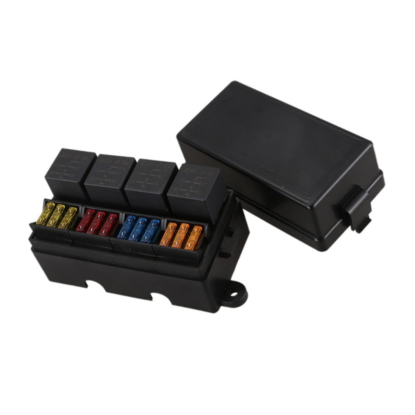 12 Way Blade Fuse Box 4-Relay Holder and Terminal and Fuse 12V 40A Car Auto Truck 4Pin-2