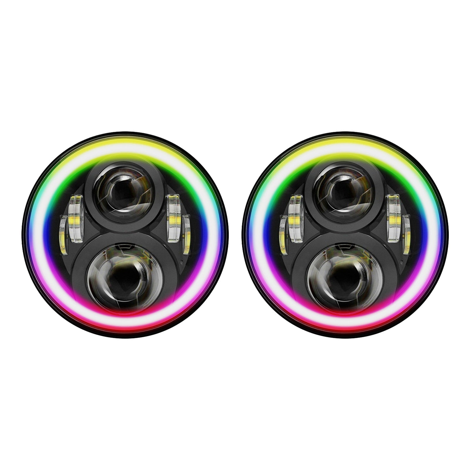 RGB Halo 7-Inch LED Projector Headlights Hi/Lo Beam DRL Suitable For Jeep GQ-0