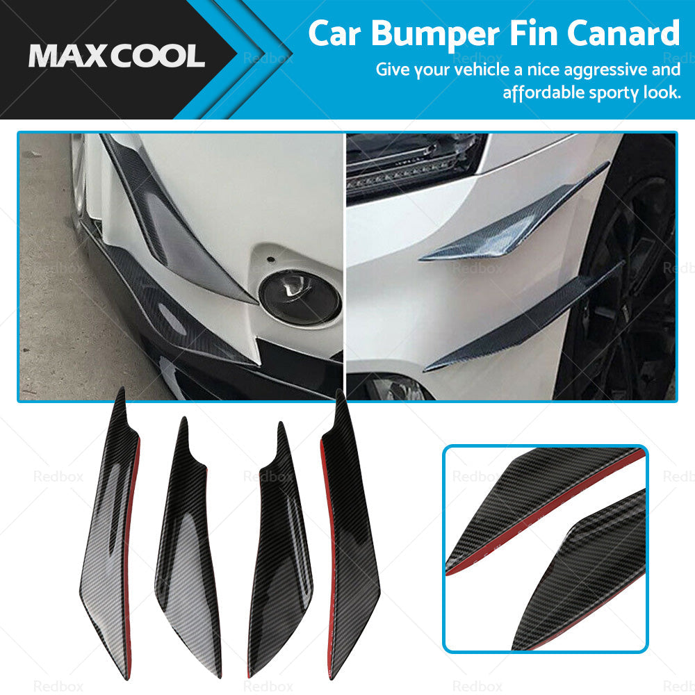 4x Carbon Fiber Car Bumper Fin Canard Splitter Diffuser Valence Spoiler Lip-0