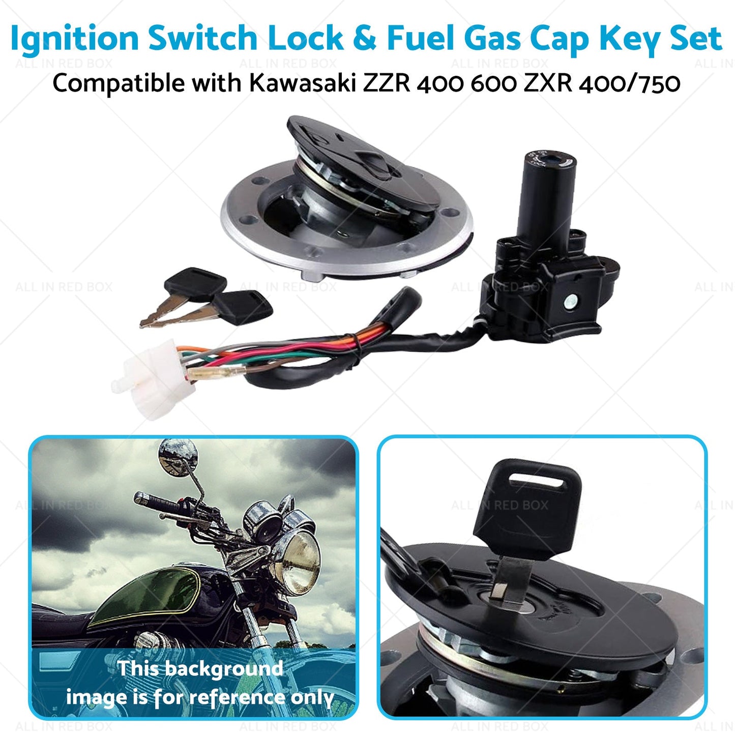 For Kawasaki ZZR 400 600 ZXR 400 750 Ignition Switch Lock and Fuel Gas Cap Key Set-4
