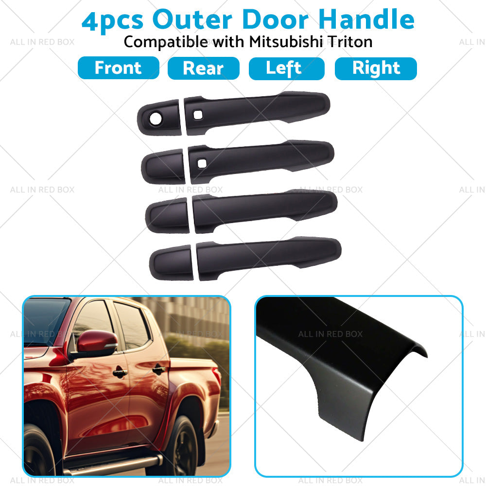 4PCS Matt Black Door Handle Cover Suitable For Mitsubishi Triton MQ MR 2015-2021-4