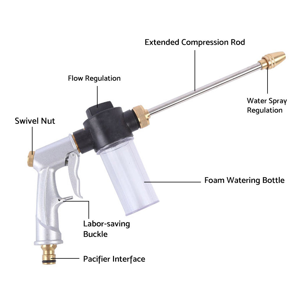 Garden Hose Nozzle Long Pole Foam Water Bottle 360 Degree Rotating Car Wash Gardening-3
