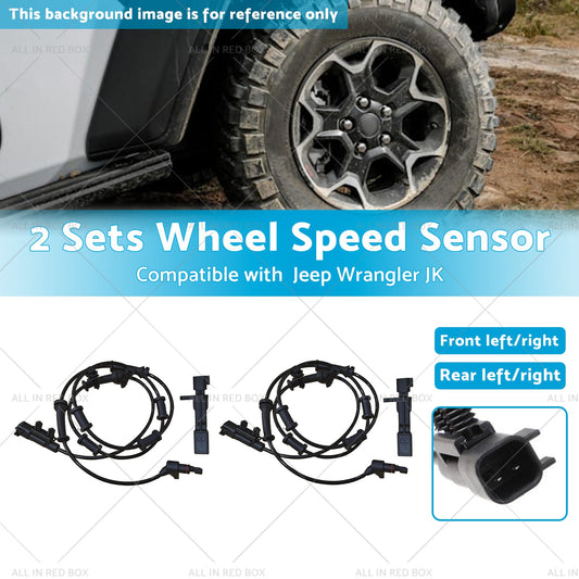 2SET Front Rear LH or RH ABS Wheel Speed Sensor Suitable for Jeep Wrangler JK 07-17-1