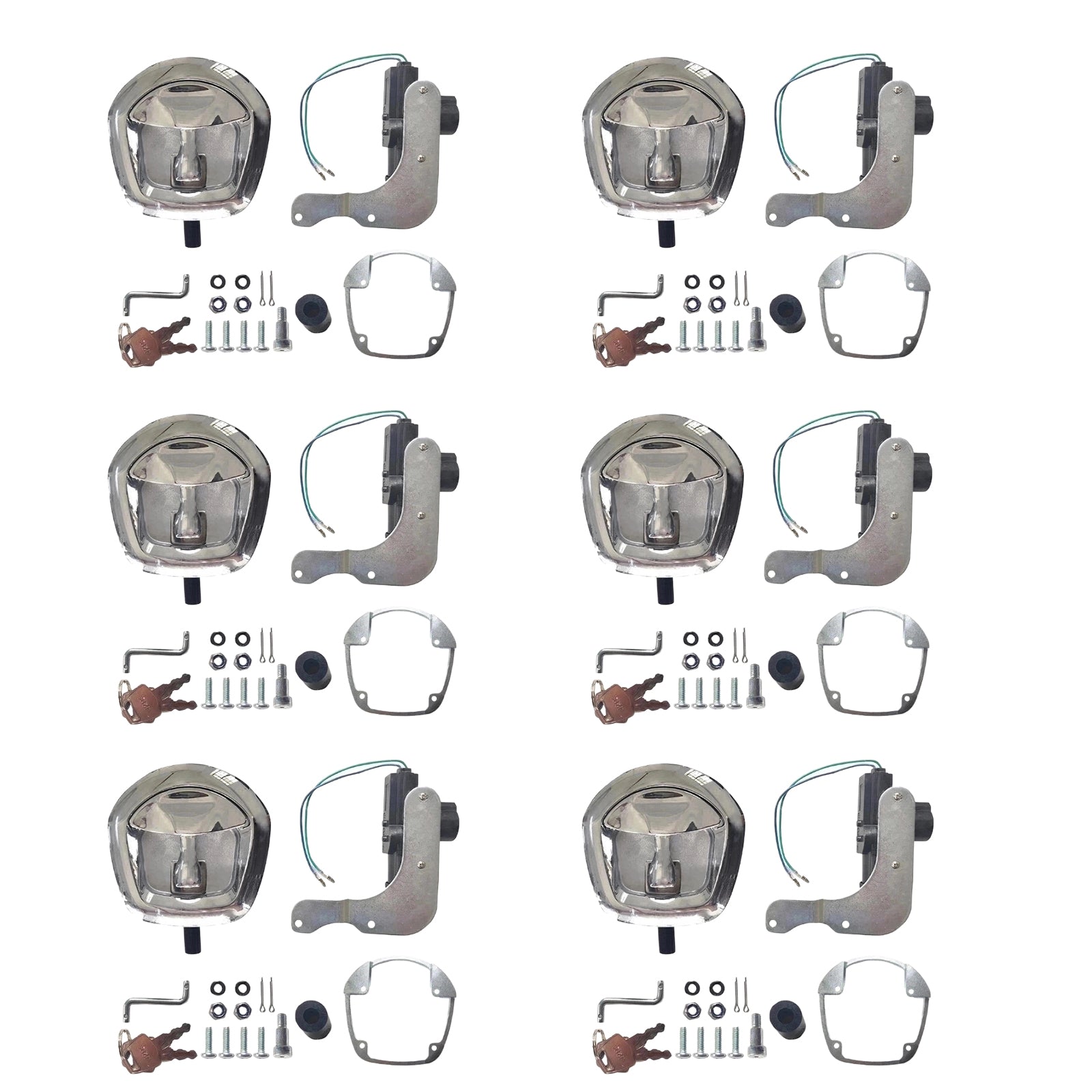 6 Set Chrome Power Operated Recessed Folding Whale Tail T-Lock Handle Toolbox-5