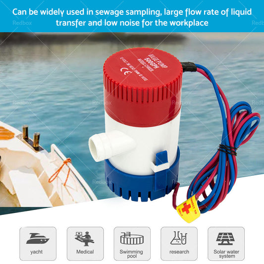 500GPH 12V Caravan Camping Marine Submersible Bilge Water Pump Fishing Boat-1