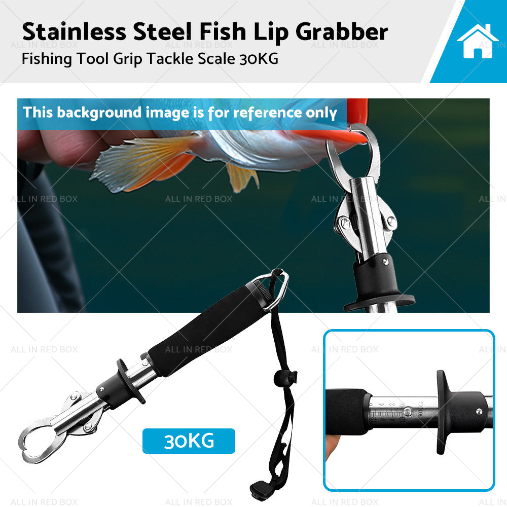 Stainless Steel Fish Lip Grabber Gripper Fishing Tool Grip Tackle Scale 30KG-0