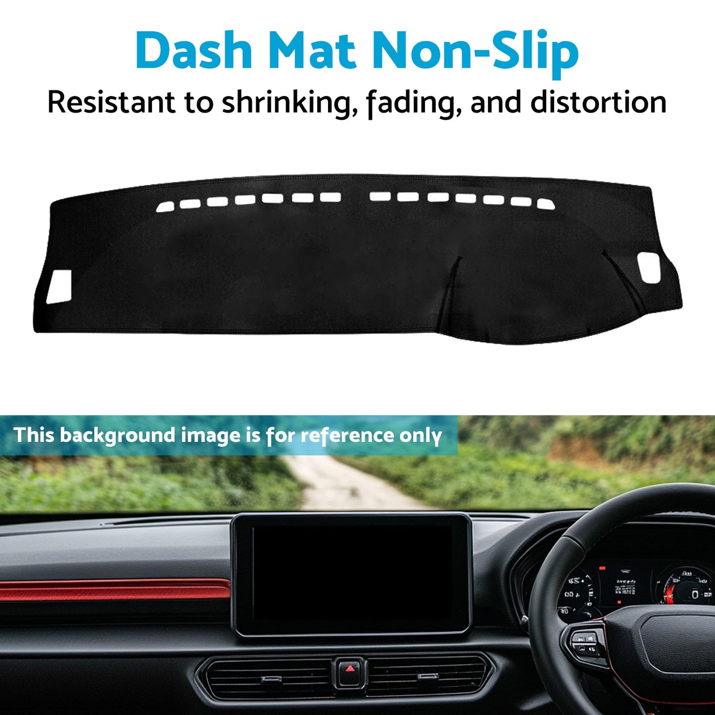Non-Slip Dash Mat Dashboard Cover Suitable For Ford Everest 2022-2025 Black-3