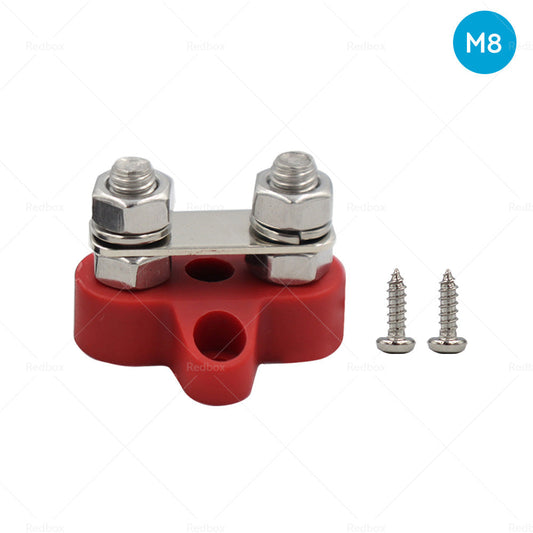 1x Bus Bar M8-M8 2 Post 12V-24V Terminal Blocks Positive Distribution 150A Red-1