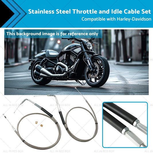 Stainless Steel 56-1 2 Throttle and Idle Cable Set Suitable for Harley-Davidson-0