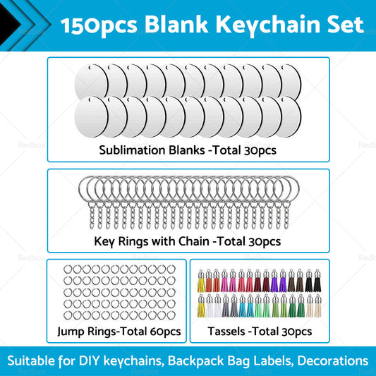 Bulk Keychains Ornament Set 150PCS Sublimation Blank Keychain for Crafts Jewelry-0