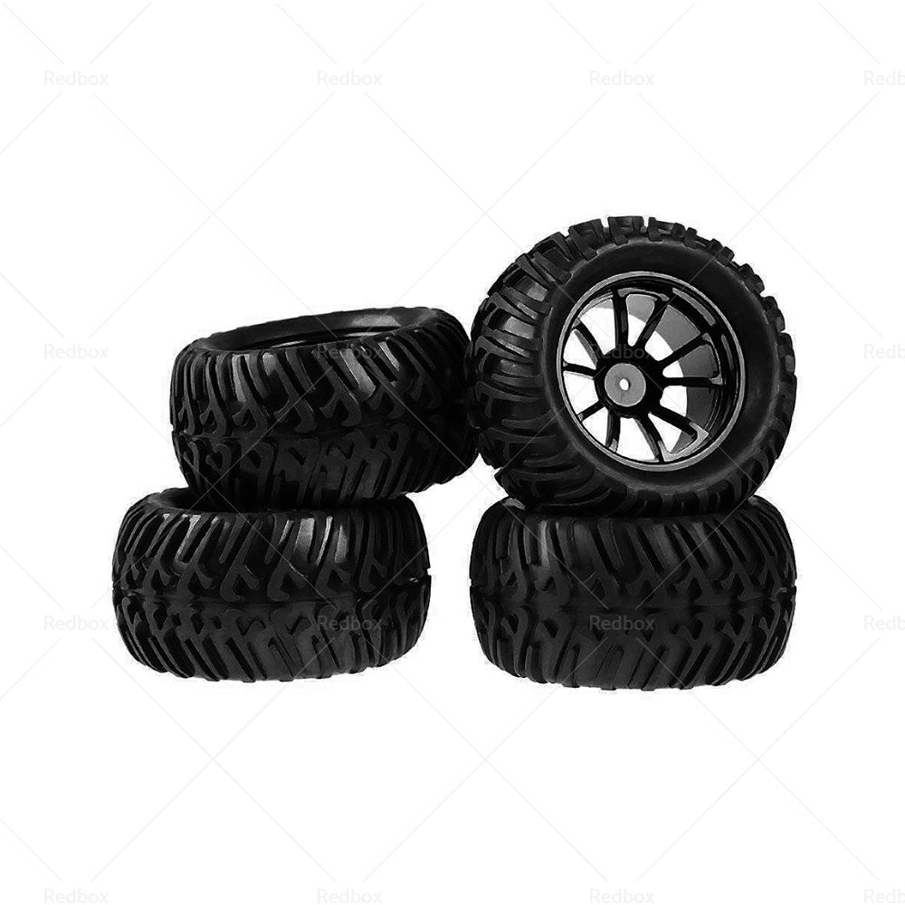 4x Wheel Rim  and  Tires Suitable For HSP 1 10 Monster Truck RC Car 12mm Hub-2