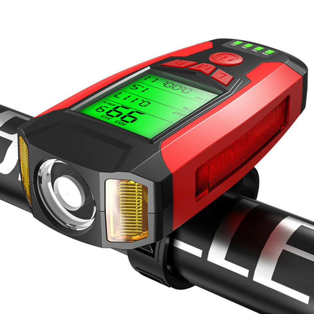 USB Rechargeable LED Bicycle Headlight With Horn and Speedometer Suitable For Bike Front-0