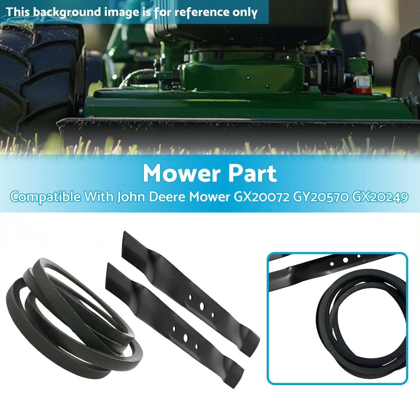 Blade & Belt Set Suitable for John Deere Mower GX20072 GY20570 GX20249 42in-2