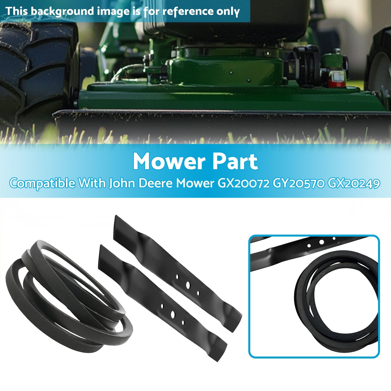 Blade & Belt Set Suitable for John Deere Mower GX20072 GY20570 GX20249 42in-2
