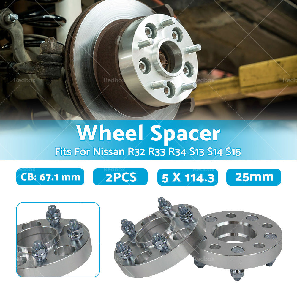 2PCS 25mm Wheel Spacers 5x114. 3 12x1. 25 25mm CB=67. 1mm Fits For Nissan R32 R33-2