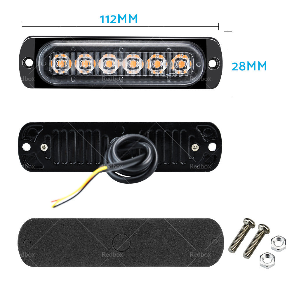 4 PCS Car Truck 6 LED Strobe Flash Light Emergency Warning Flashing Lamp Yellow-2
