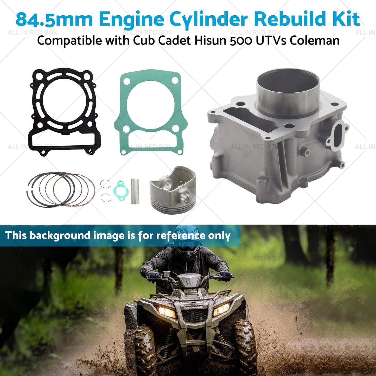 84. 5mm Engine Cylinder Rebuild Kit Suitable for Cub Cadet UTVs Coleman Hisun 500-4