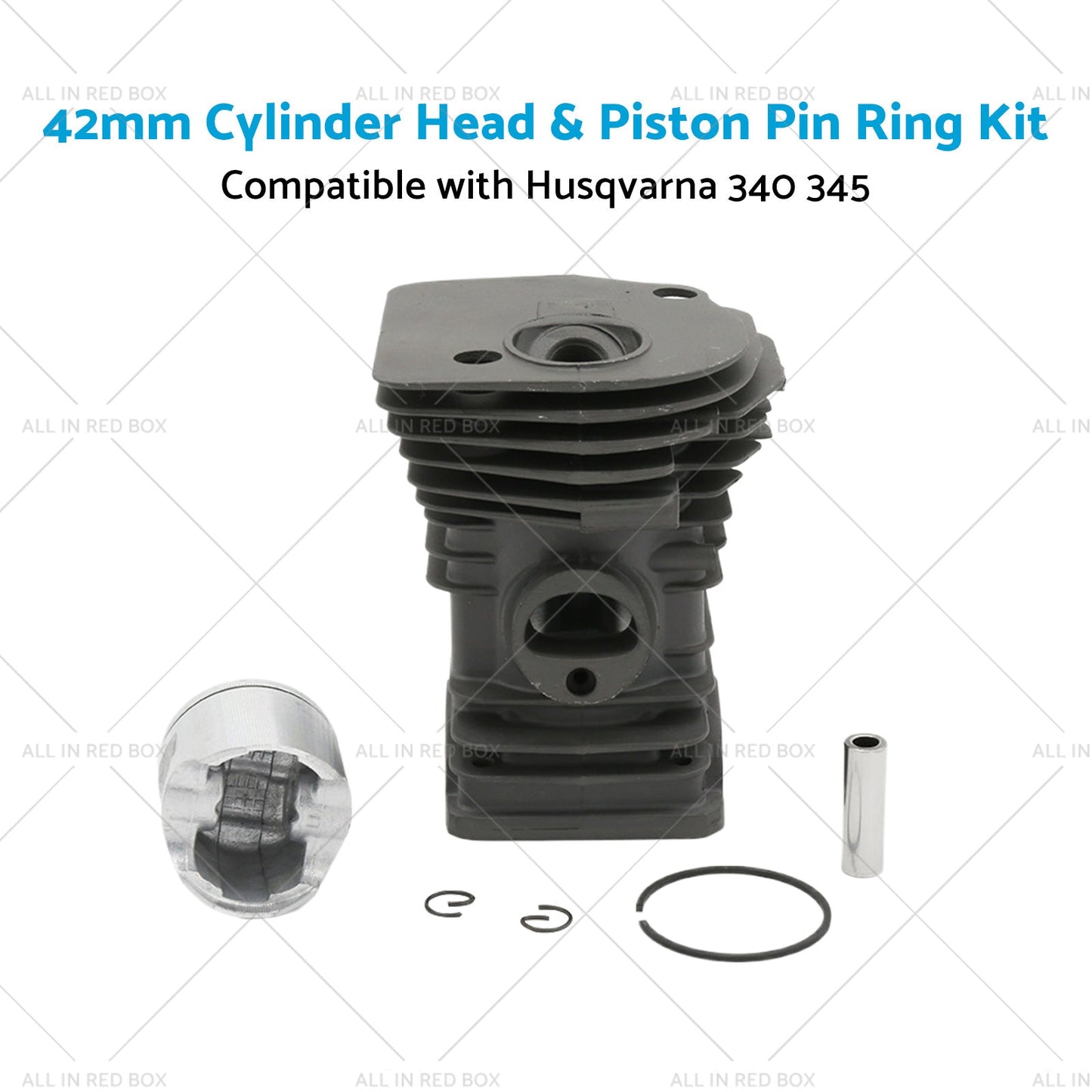 42mm Cylinder Head  and  Piston Pin Ring Kit Suitable for Husqvarna 345 340 Chainsaw-4