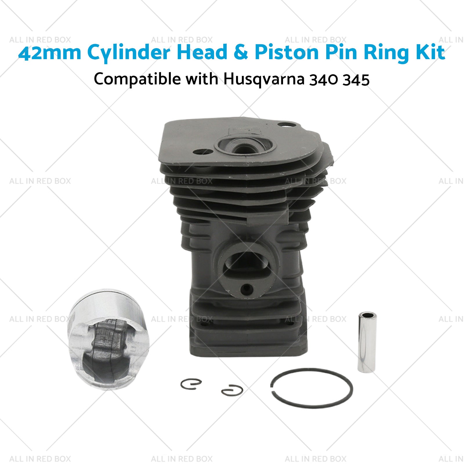 42mm Cylinder Head  and  Piston Pin Ring Kit Suitable for Husqvarna 345 340 Chainsaw-4