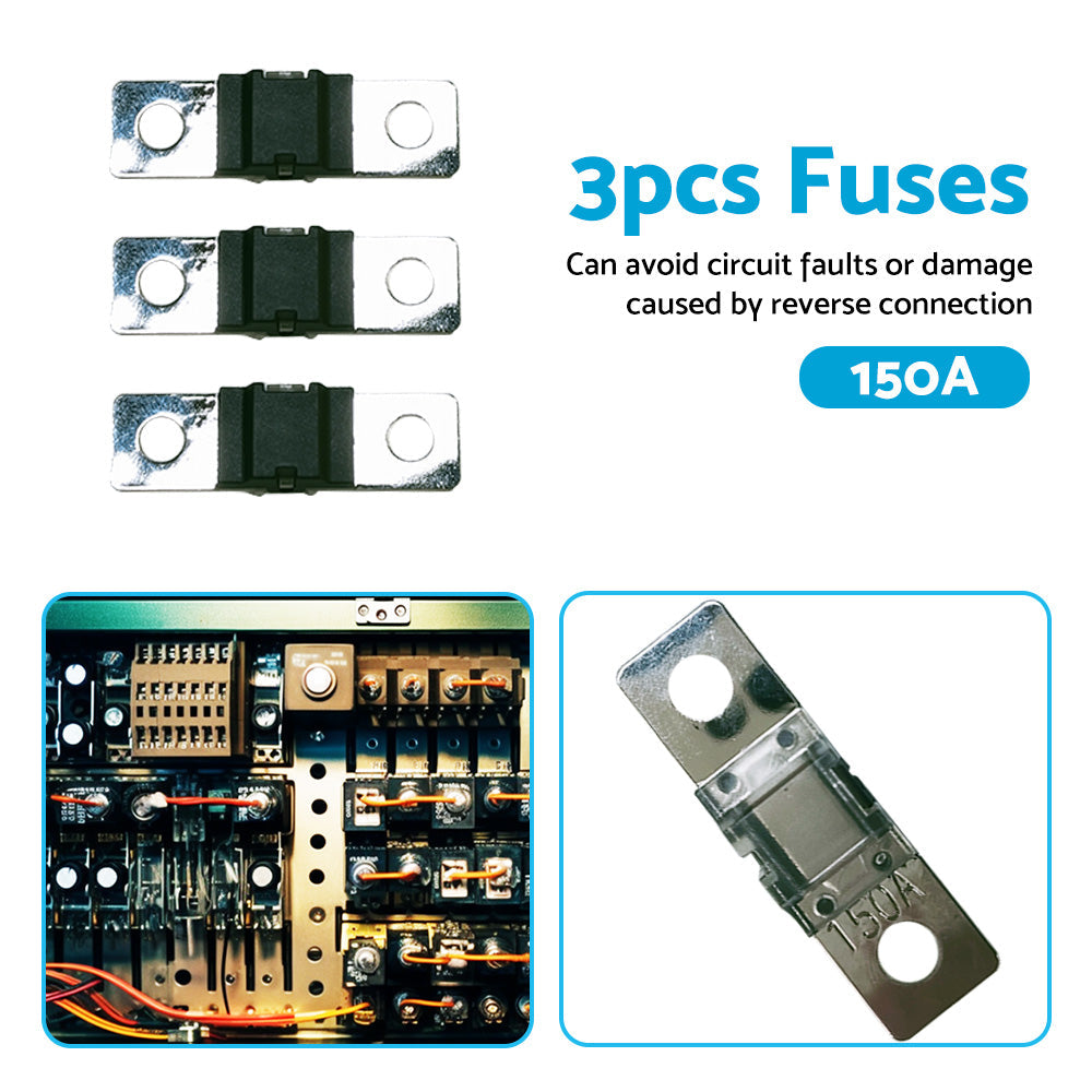 3PCS 150 AMP Mega Fuse Heavy Duty Dual Battery Mining System High Current 150A-4