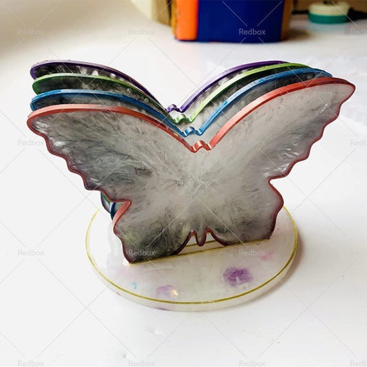 Epoxy Resin 4PCS Butterfly Shaped Coaster molds  Holder Mold for Silicone Resin-1