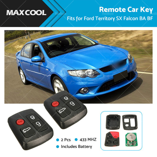 2PCS 4 Buttons 433MHz Remote Car Key For Ford Territory SX XR6 XR8 Falcon BA BF-0